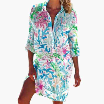 Women's Casual Dress Shirt Tie-Dye Ideal for Beach and Summer