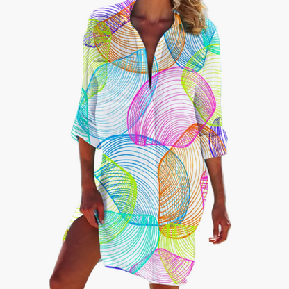 Women's Casual Dress Shirt Tie-Dye Ideal for Beach and Summer
