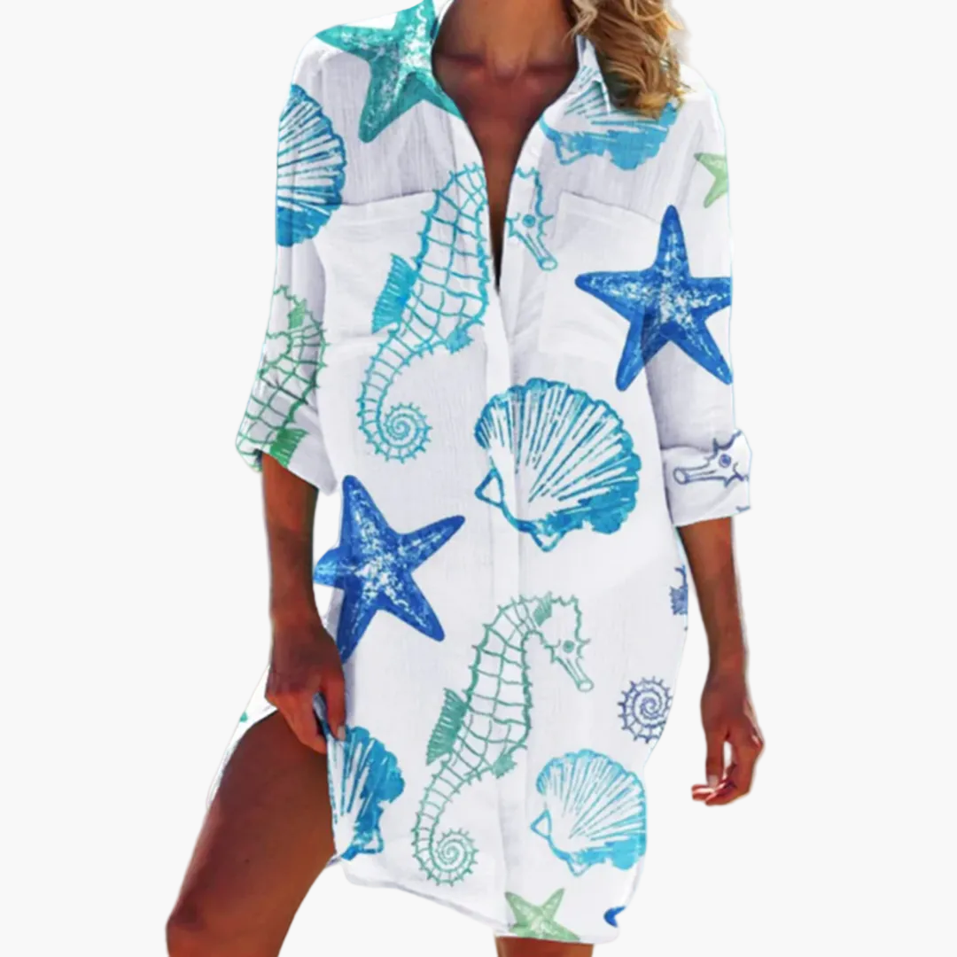 Women's Casual Dress Shirt Tie-Dye Ideal for Beach and Summer