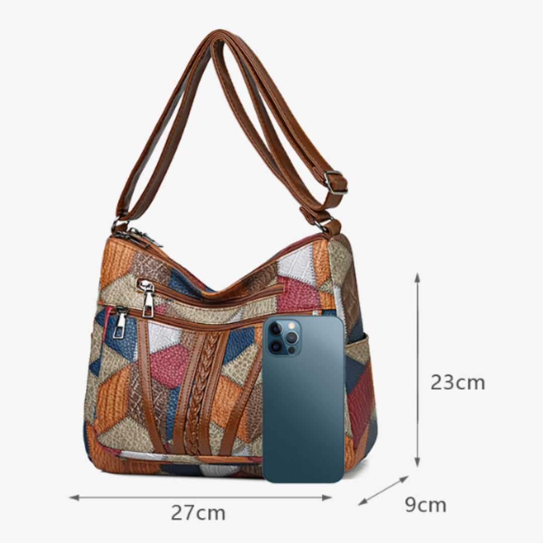 Sac à bandoulière patchwork pour femme - Style bohème chic et pratique au quotidien