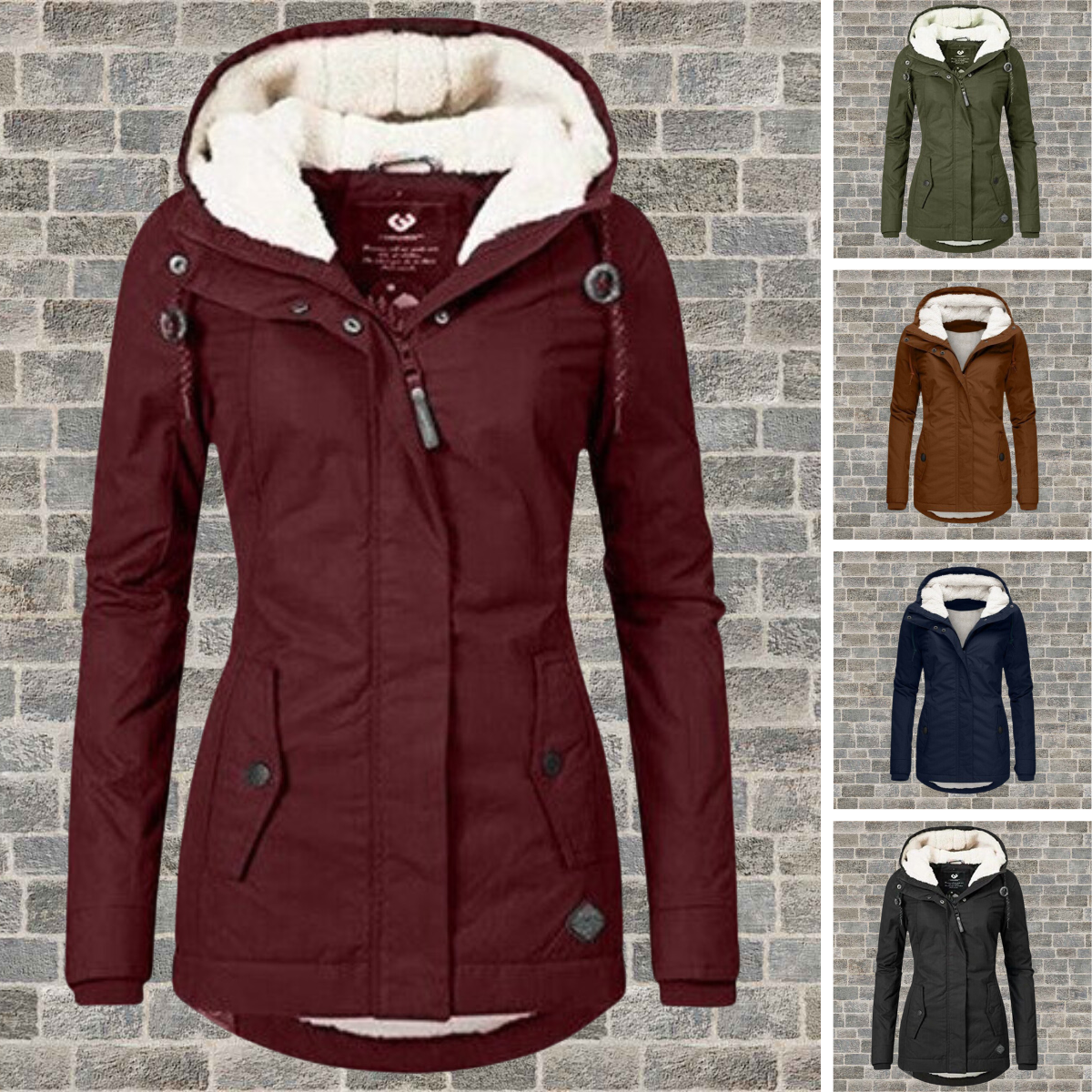 Veste d'hiver femme style parka avec doublure sherpa chaude – Élégance et confort pour temps froid