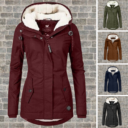 Veste d'hiver femme style parka avec doublure sherpa chaude – Élégance et confort pour temps froid