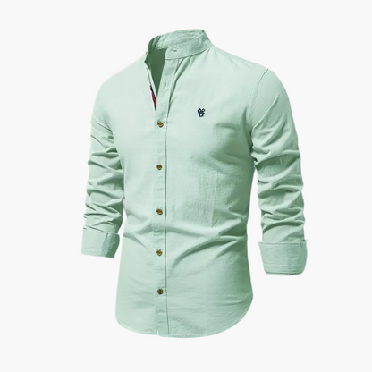 Chemise élégante à col mao pour homme, style moderne et polyvalent