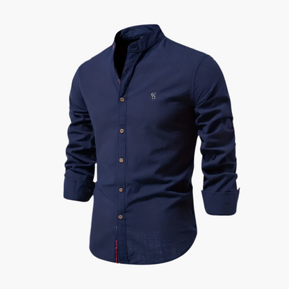 Chemise élégante à col mao pour homme, style moderne et polyvalent