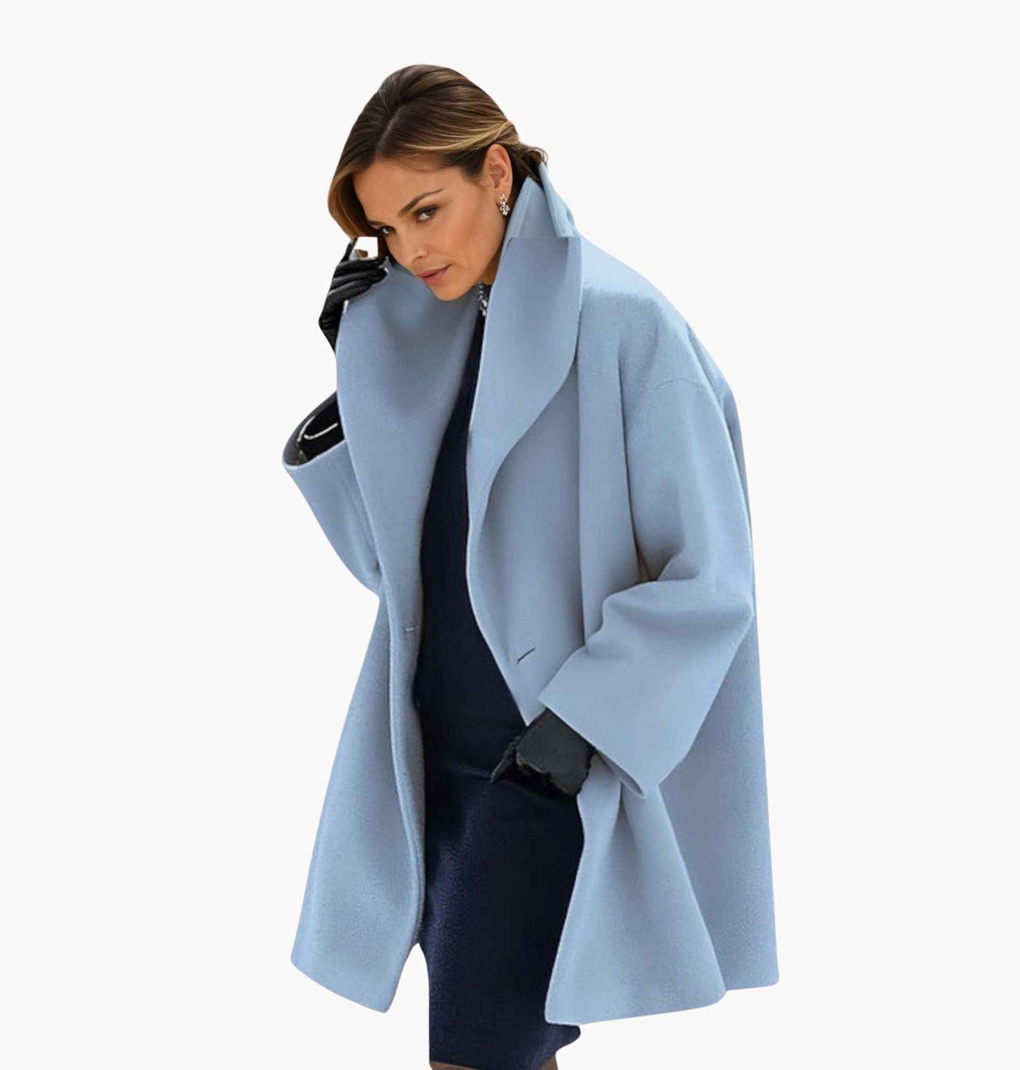 Manteau Femme Élégant à Col Châle Style Oversize pour Bureau et Quotidien