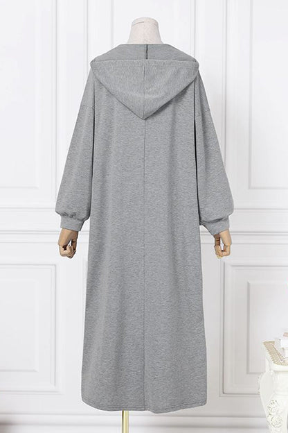 Robe à Capuche avec Col en V et Cordon de Roulage