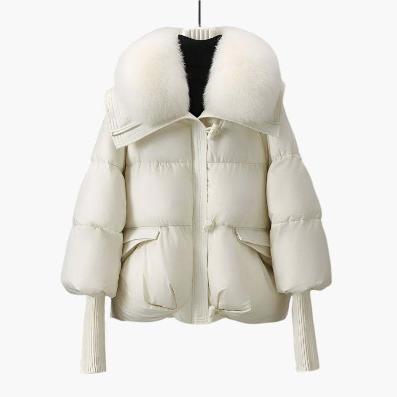 Doudoune Femme Élégante à Col Fourrure Style Urbain Hiver