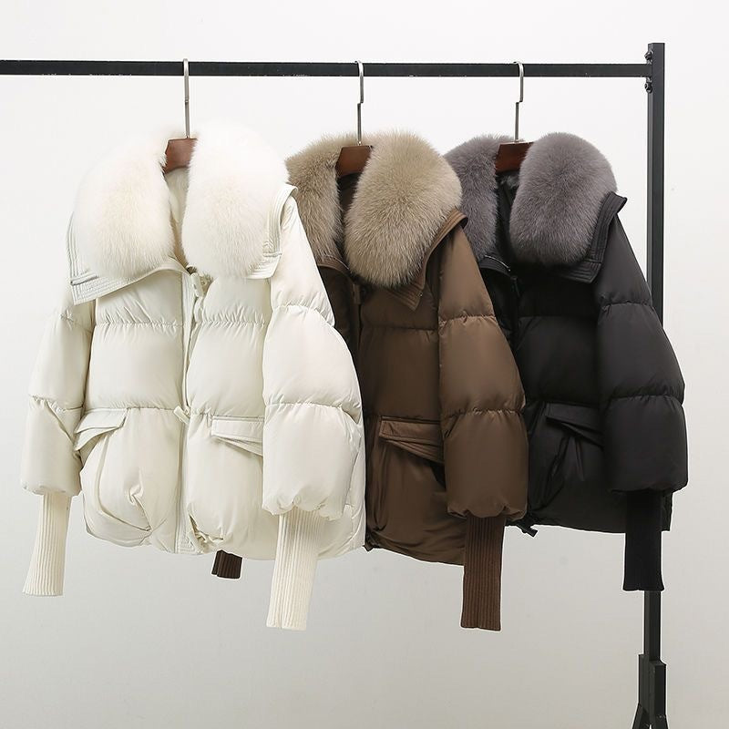 Doudoune Femme Élégante à Col Fourrure Style Urbain Hiver