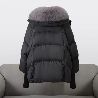 Doudoune Femme Élégante à Col Fourrure Style Urbain Hiver