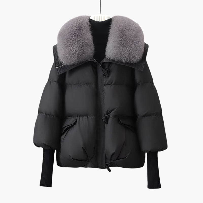 Doudoune Femme Élégante à Col Fourrure Style Urbain Hiver