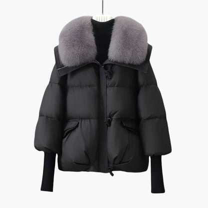 Doudoune Femme Élégante à Col Fourrure Style Urbain Hiver