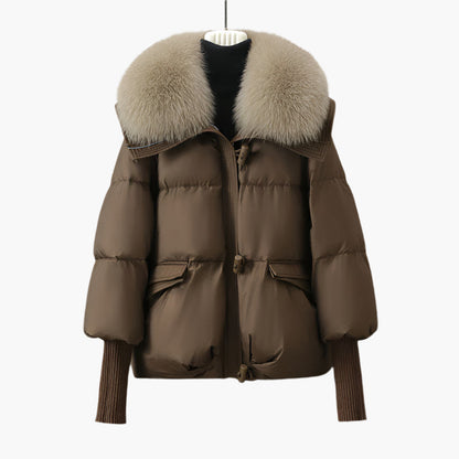 Doudoune Femme Élégante à Col Fourrure Style Urbain Hiver