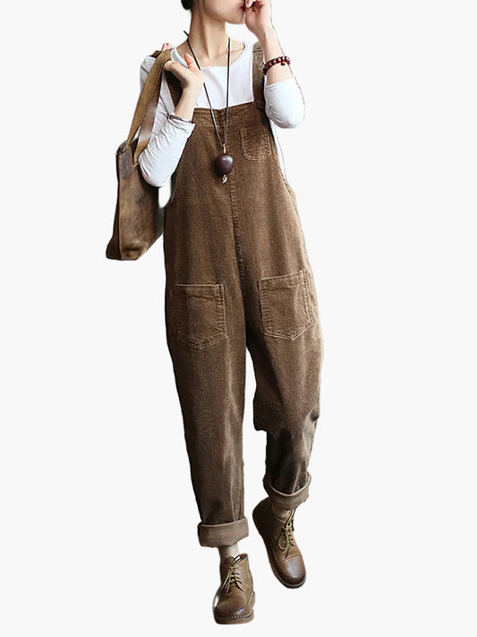 Salopette ample style rétro décontracté pour femme, avec poches, mode automne-hiver