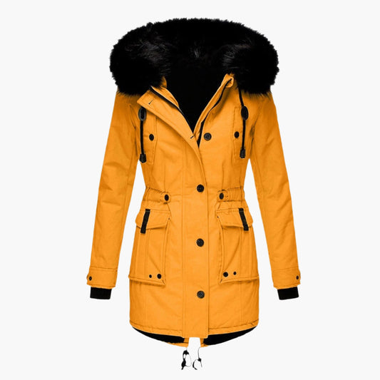 Parka d’hiver élégant pour femme – Style urbain chaud avec capuche en fausse fourrure