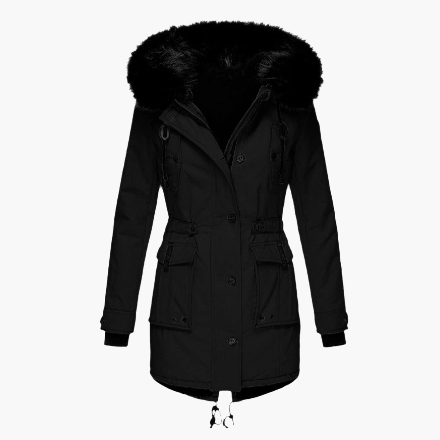Parka d’hiver élégant pour femme – Style urbain chaud avec capuche en fausse fourrure