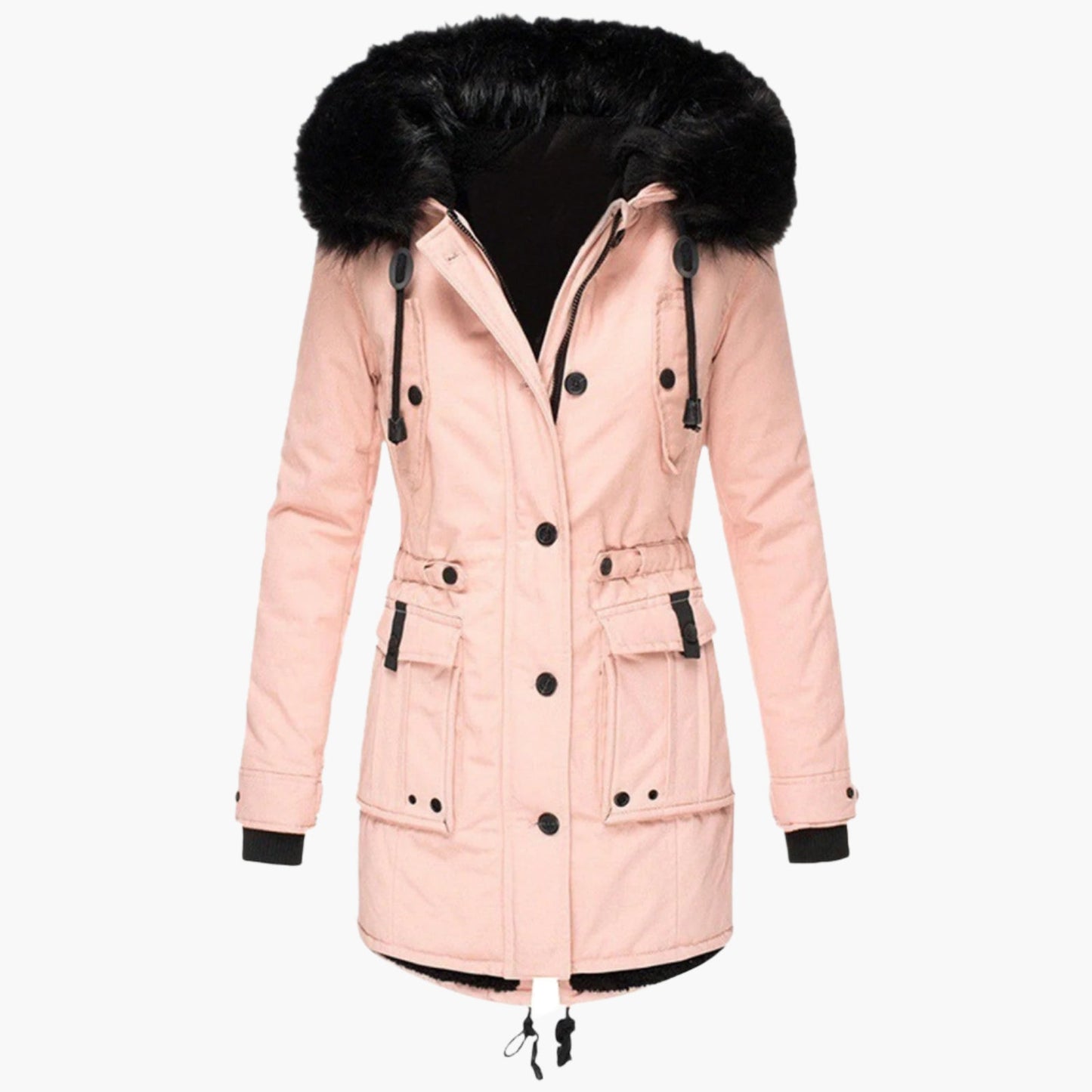 Parka d’hiver élégant pour femme – Style urbain chaud avec capuche en fausse fourrure
