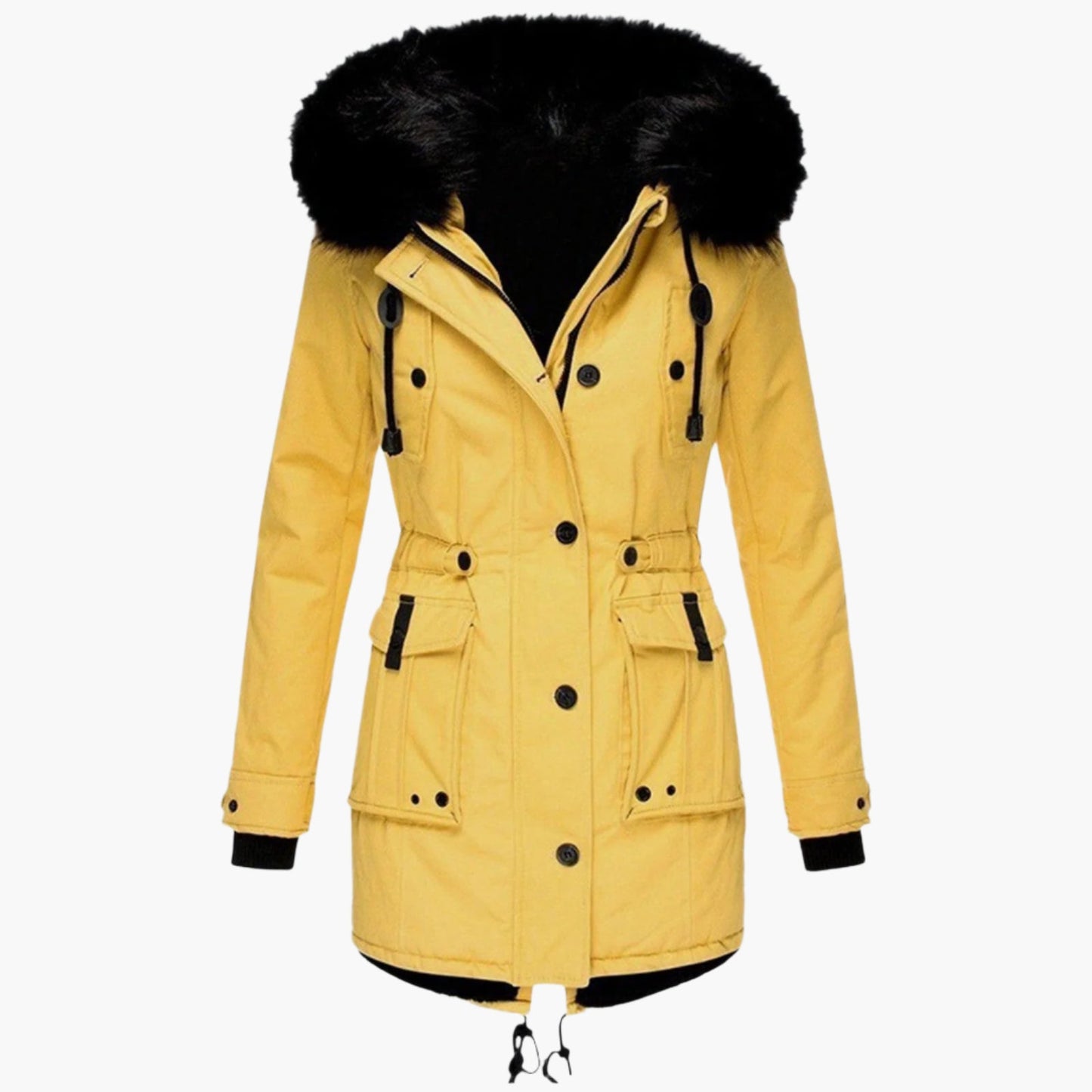 Parka d’hiver élégant pour femme – Style urbain chaud avec capuche en fausse fourrure