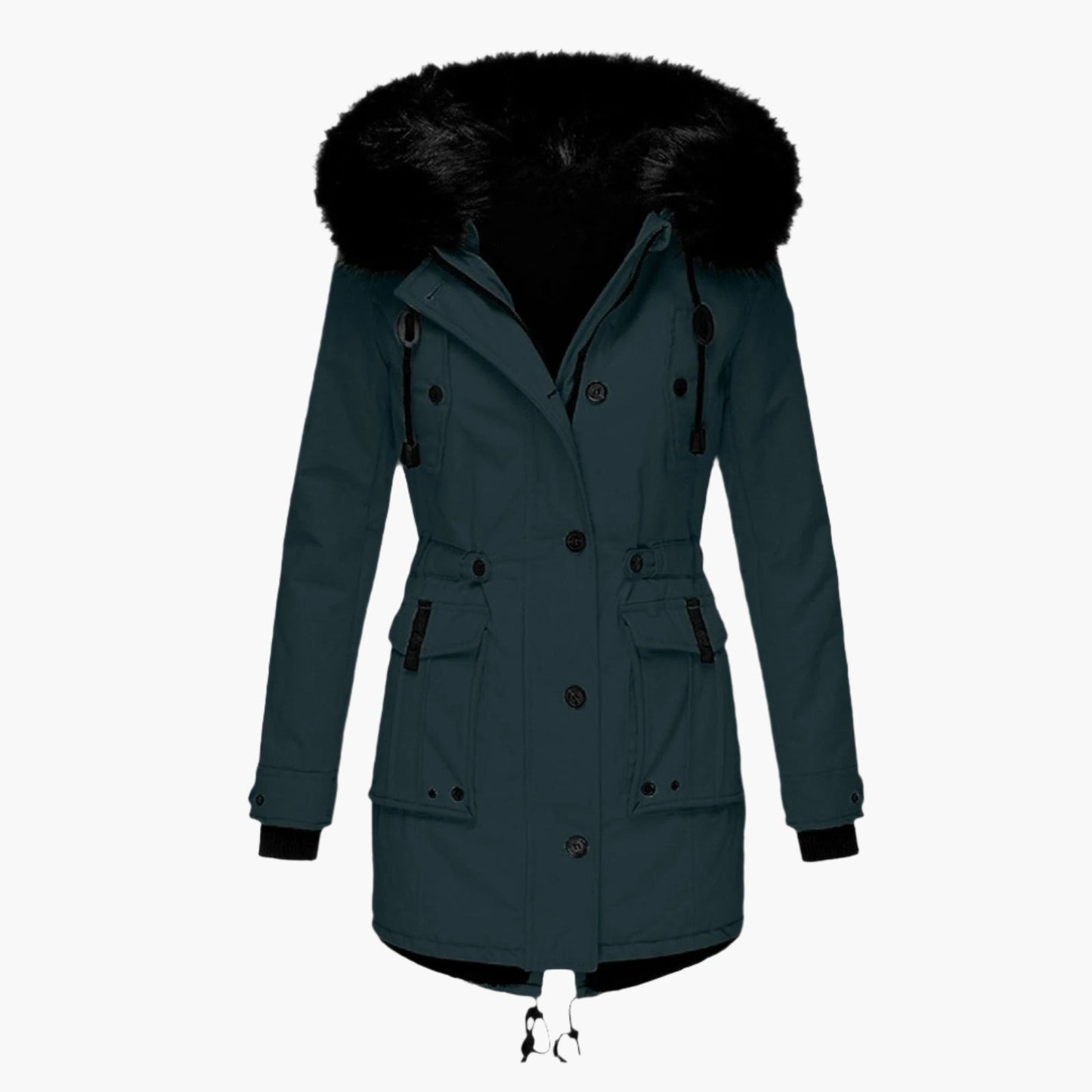 Parka d’hiver élégant pour femme – Style urbain chaud avec capuche en fausse fourrure