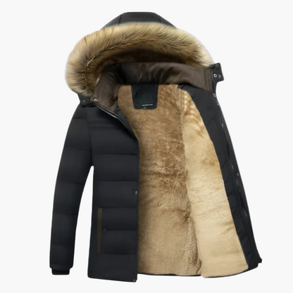 Parka d'hiver homme à capuche doublée polaire style urbain chaud et imperméable