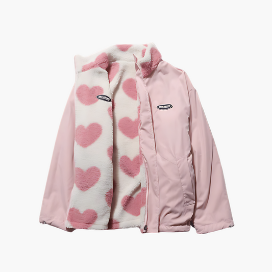 Veste Réversible Polaire Cœur à Capuche pour Femme - Style Décontracté Polyvalent