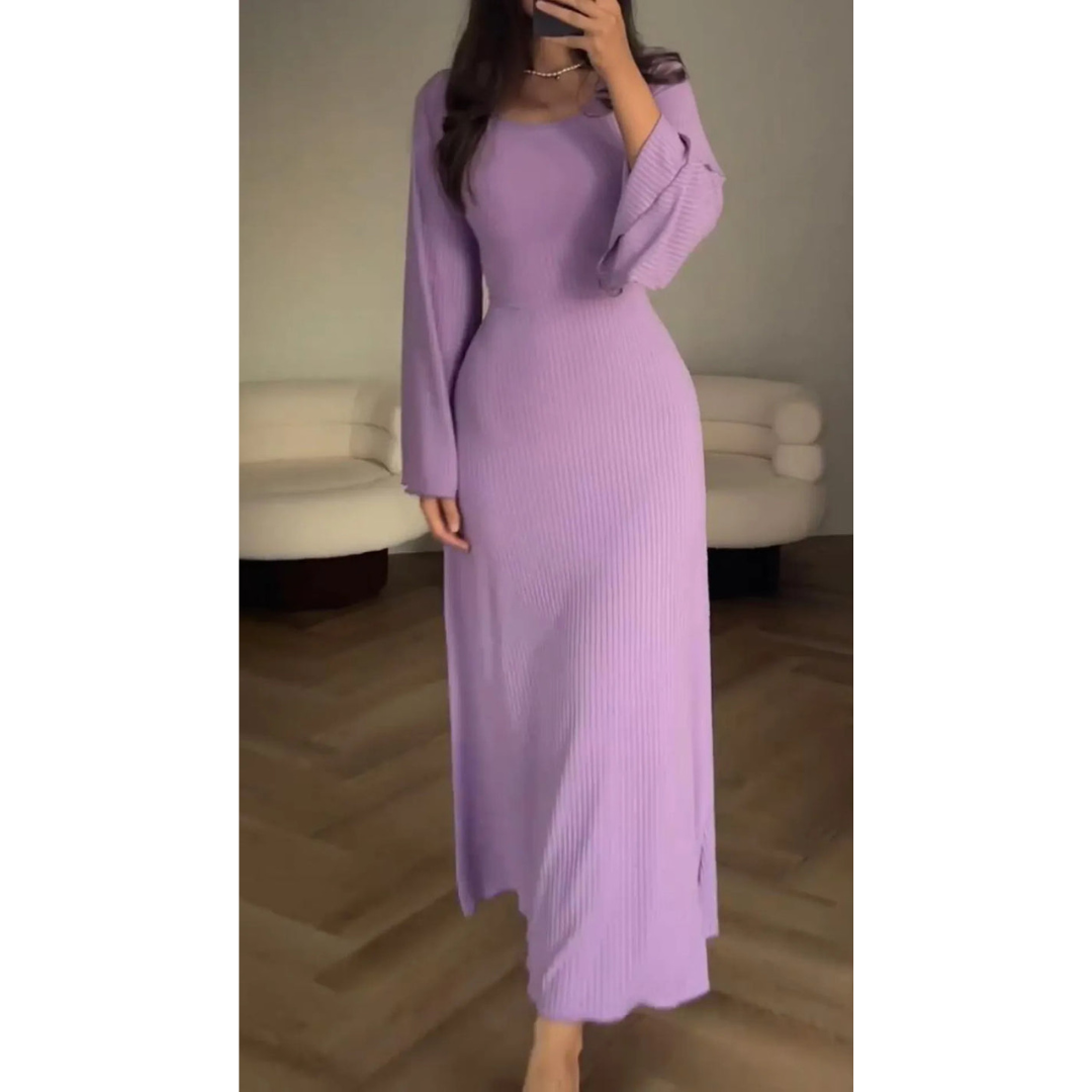 Natalie – Robe Élégante Longue À Manches Longues Pour Femme