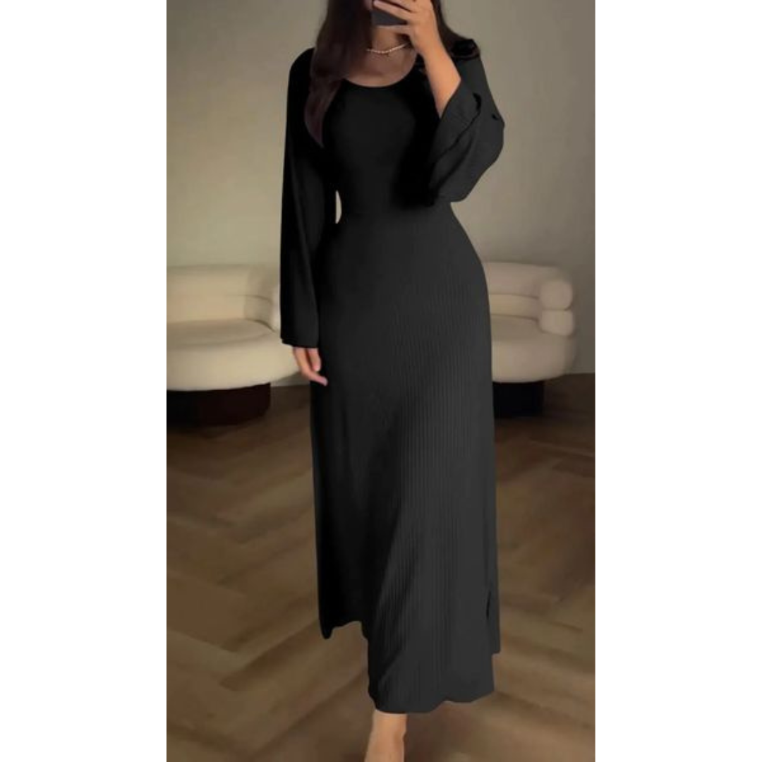 Natalie – Robe Élégante Longue À Manches Longues Pour Femme