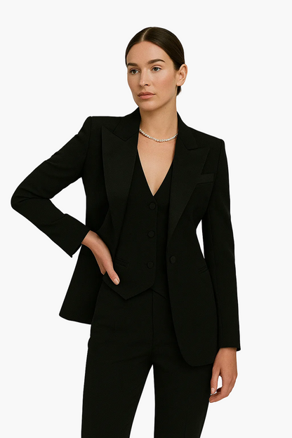 Tailleur Femme Élégant 3 Pièces – Blazer, Gilet et Pantalon, Style Affaires & Cérémonie
