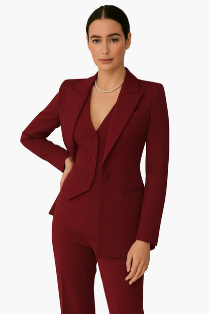 Tailleur Femme Élégant 3 Pièces – Blazer, Gilet et Pantalon, Style Affaires & Cérémonie