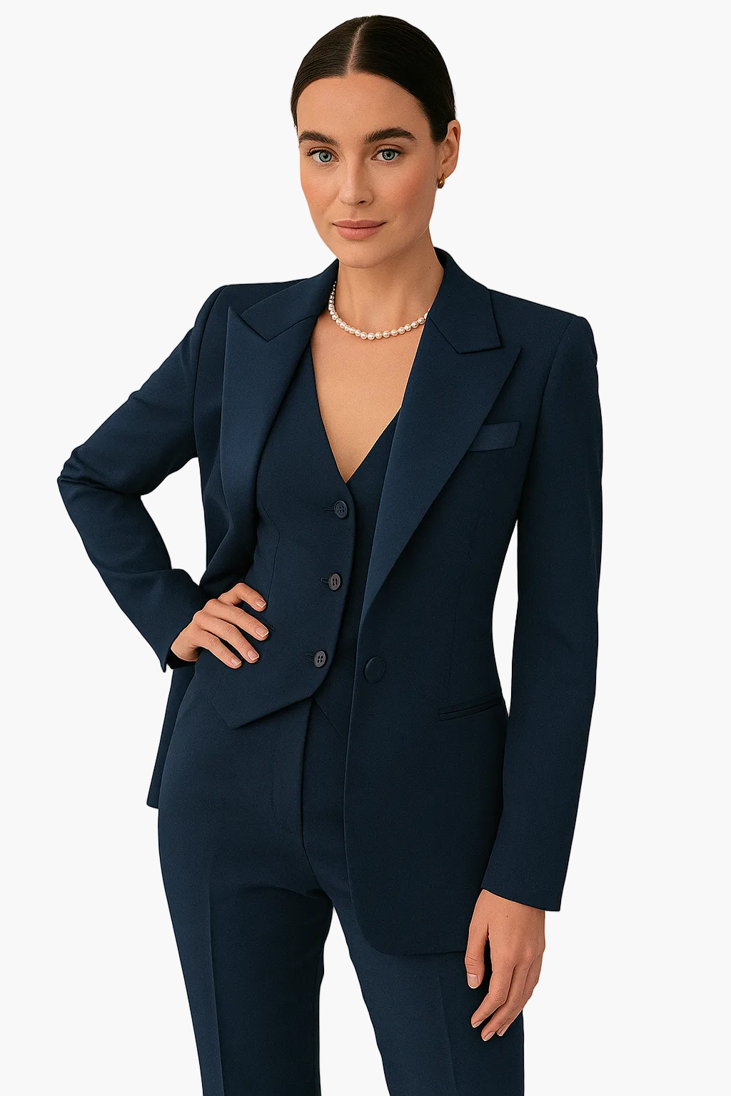 Tailleur Femme Élégant 3 Pièces – Blazer, Gilet et Pantalon, Style Affaires & Cérémonie