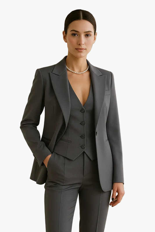 Tailleur Donna Elegante 3 Pezzi – Giacca, Gilet e Pantaloni, Stile Lavoro e Cerimonia