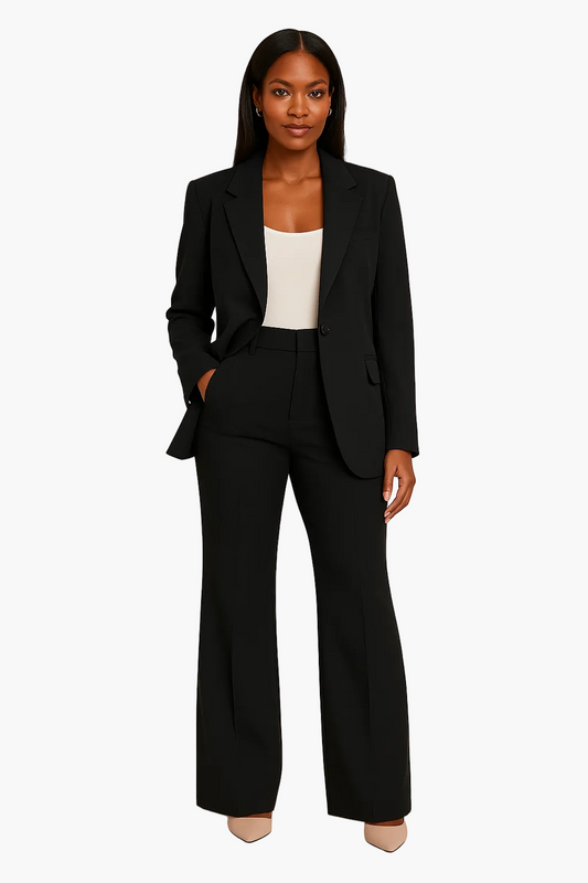 Elegant women's straight-cut pantsuit for office and formal occasions