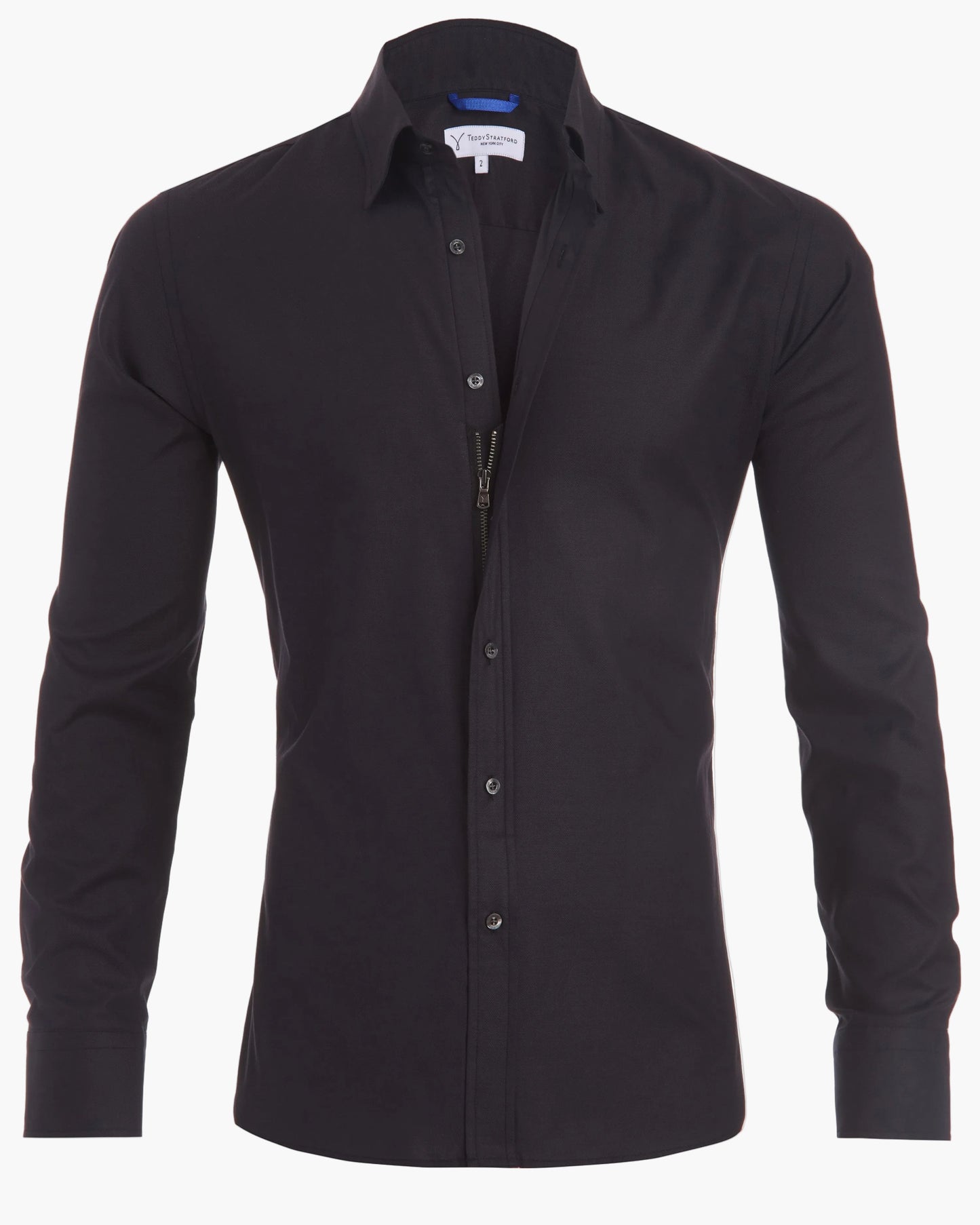 Chemise homme ajustée à fermeture zippée style moderne affaires et loisirs