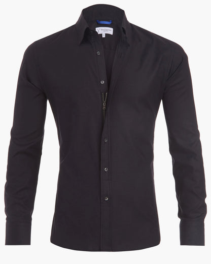 Chemise homme ajustée à fermeture zippée style moderne affaires et loisirs