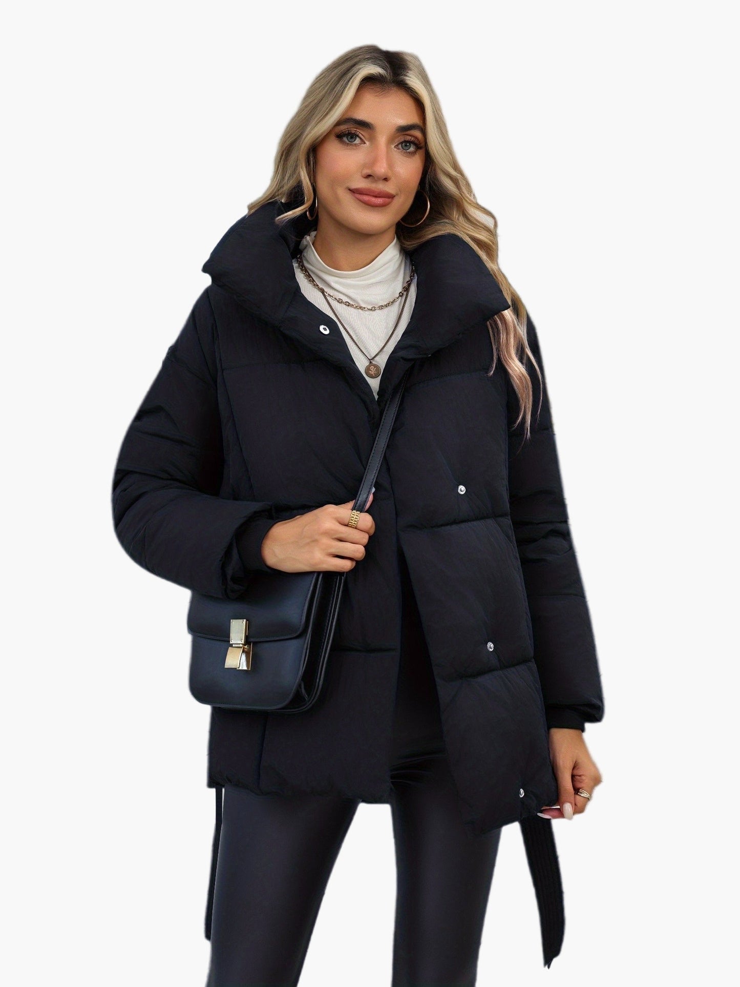 Veste matelassée ceinturée style décontracté pour femme – Idéale pour l’hiver et la mi-saison
