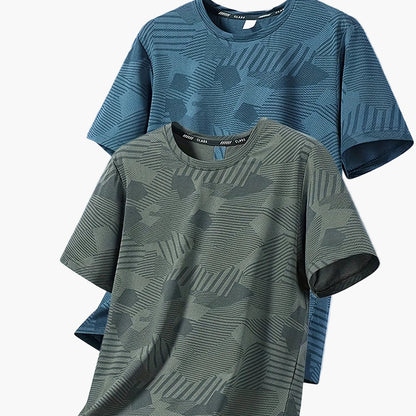 Camiseta casual para hombre estilo tropical transpirable de manga corta - Pack de 2, ideal para el verano