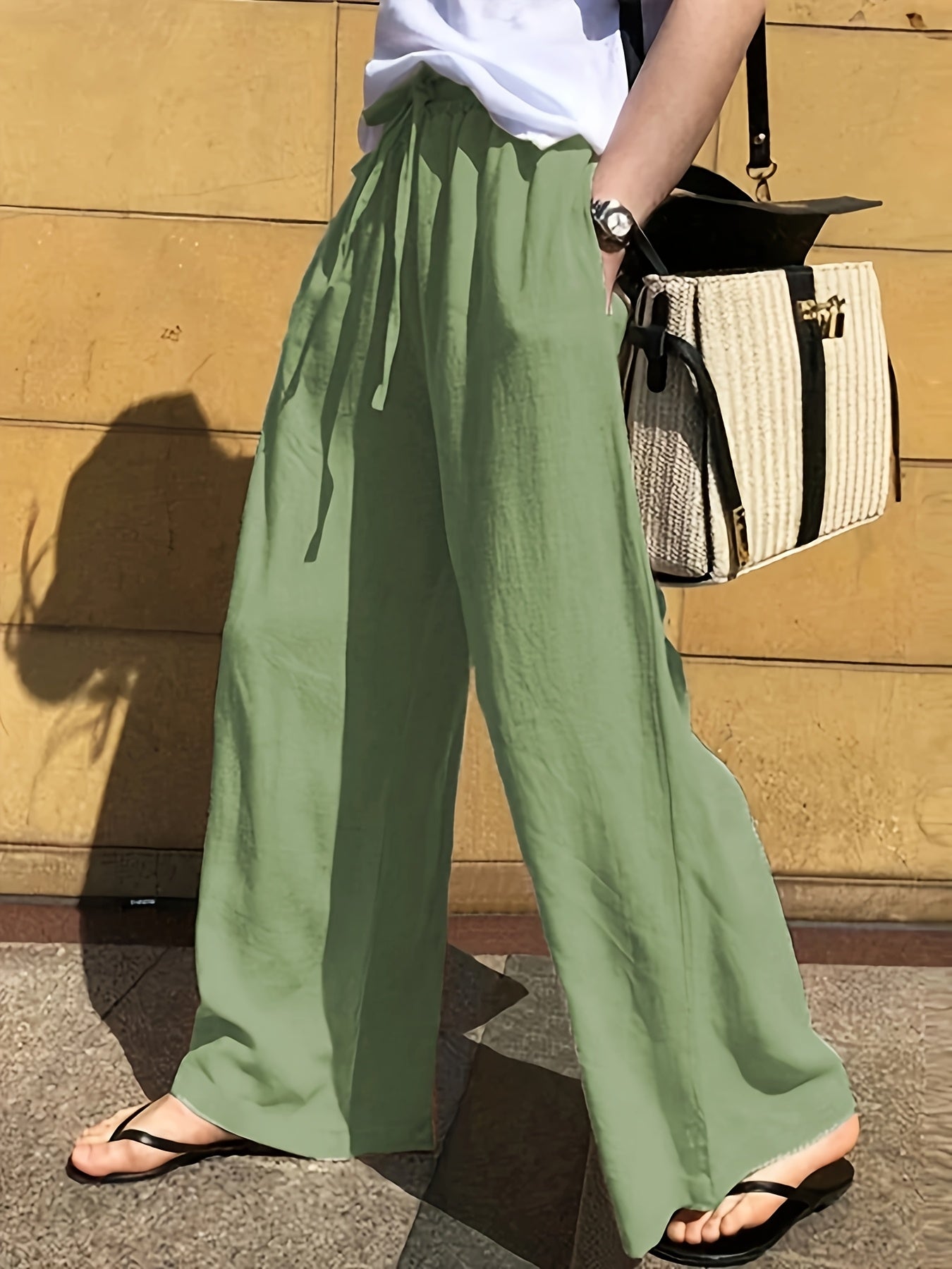 Pantaloni larghi donna stile casual chic con vita a coulisse – Ideali per primavera ed estate
