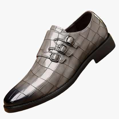 Scarpe eleganti da uomo con tripla fibbia stile vintage – eleganza formale e urbana