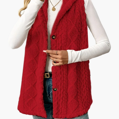 Gilet sans manches à capuche style torsadé pour femme, élégant et décontracté
