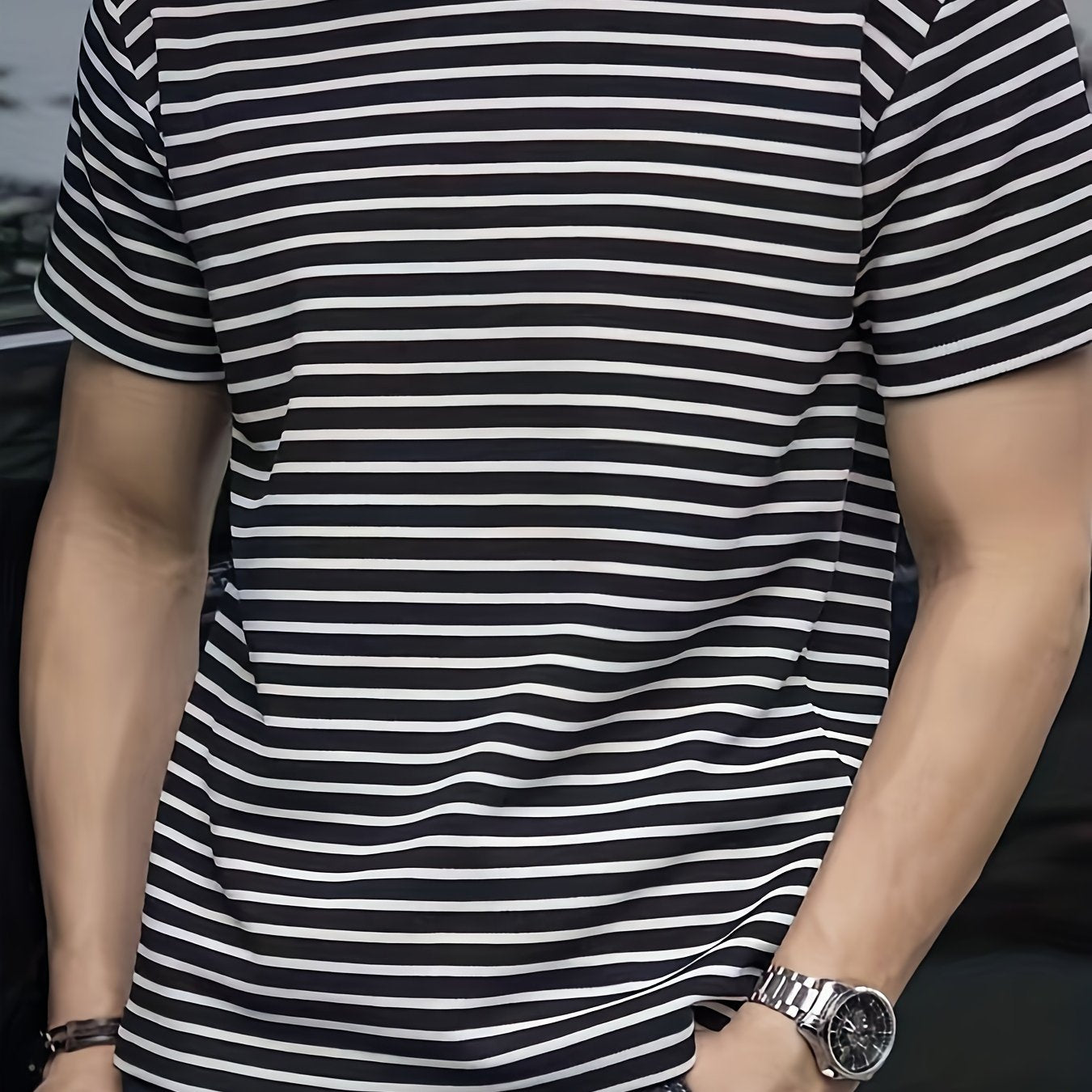 T-shirt a righe orizzontali uomo stile casual moderno maniche corte