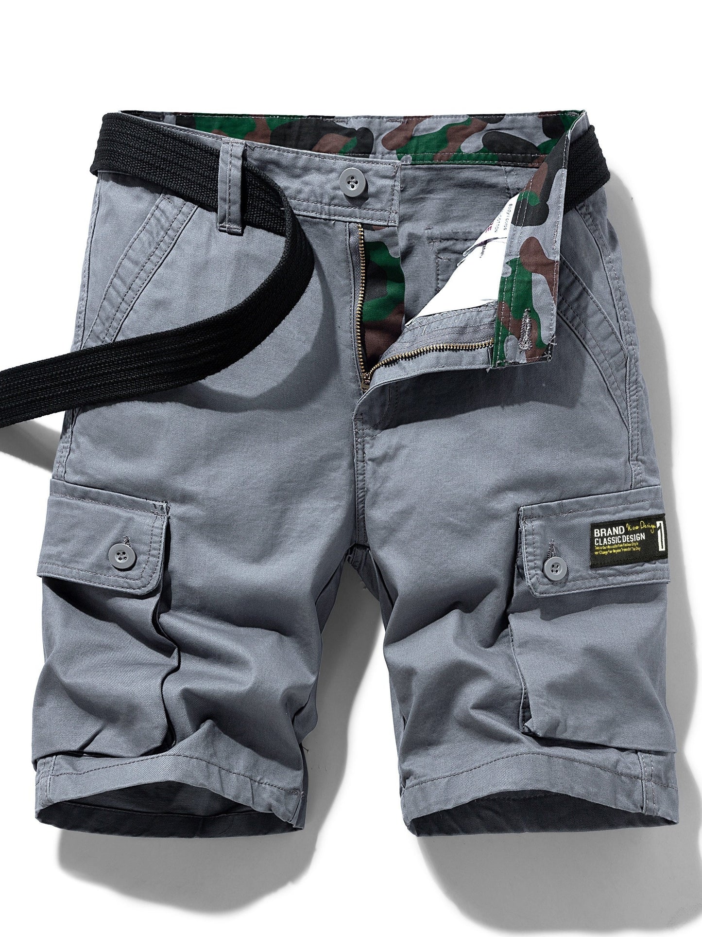 Casual short cargo shorts for men with multiple pockets and belt – Ideal for summer and outdoor activities