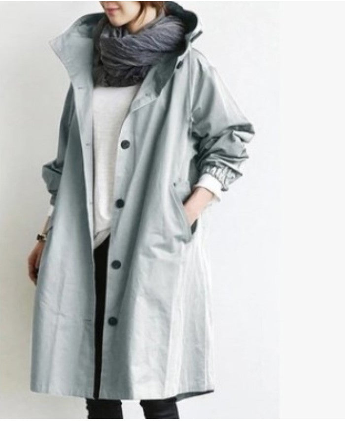 Amanda – Veste coupe-vent décontractée mi-longue à manches longues