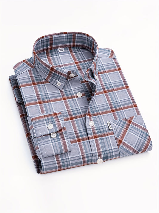 Men's Casual Plaid Shirt, Weekend Style, Long Sleeves, Regular Fit