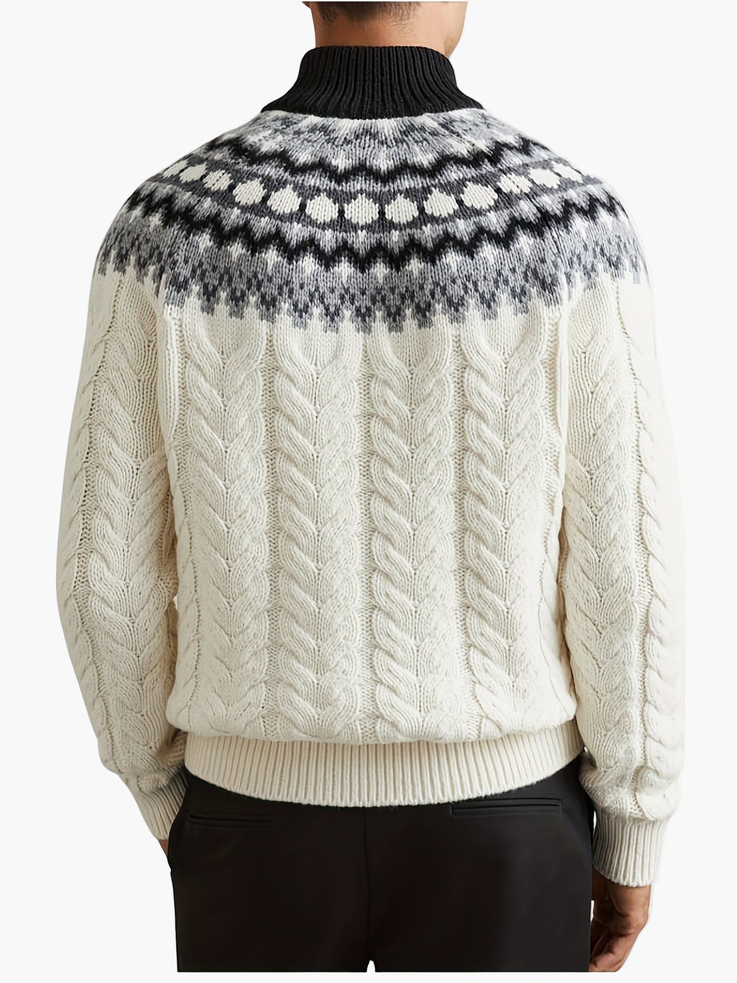 Pull homme à col montant style nordique casual demi-zip pour l'hiver