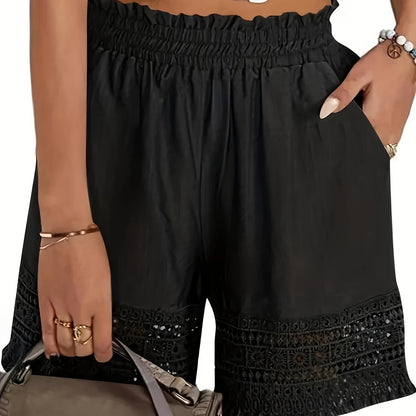 Shorts femme style bohème à taille froncée pour l'été, idéal pour les vacances et le quotidien
