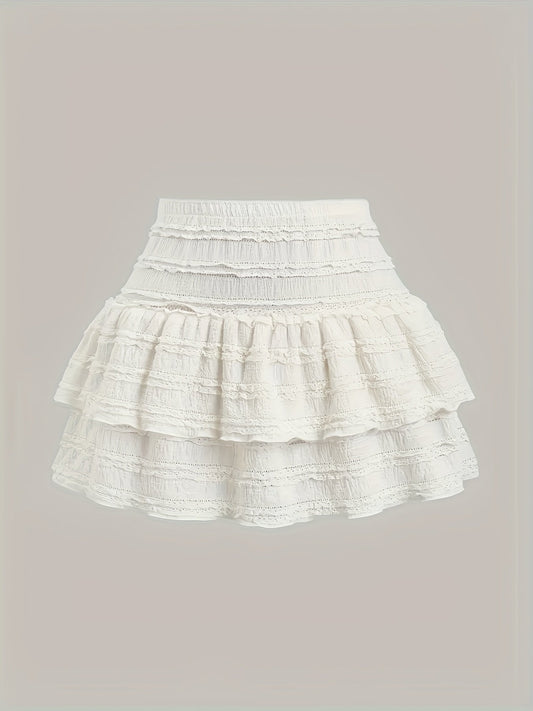 Falda corta con volantes estilo bohemio para mujer, ideal para verano y primavera