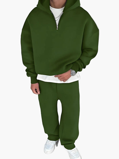 Ensemble décontracté pour homme avec sweat à capuche zippé et pantalon – Style urbain tendance pour automne/hiver