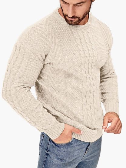 Pull torsadé pour homme style décontracté urbain – Manches longues, chic automne/hiver