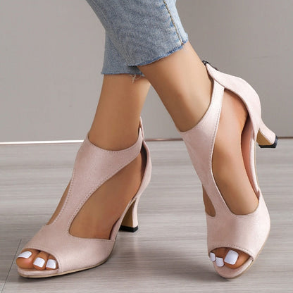 Claire – Sandales à Talons Hauts avec Fermeture Éclair et Bout Ouvert