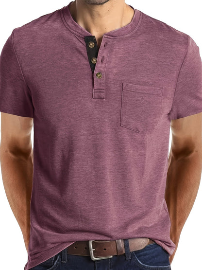 T-shirt à col tunisien décontracté pour homme – Style moderne pour usage quotidien