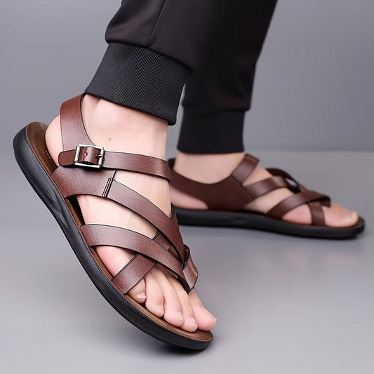 Sandales décontractées pour homme style gladiateur à boucle – Idéal pour la marche et les loisirs